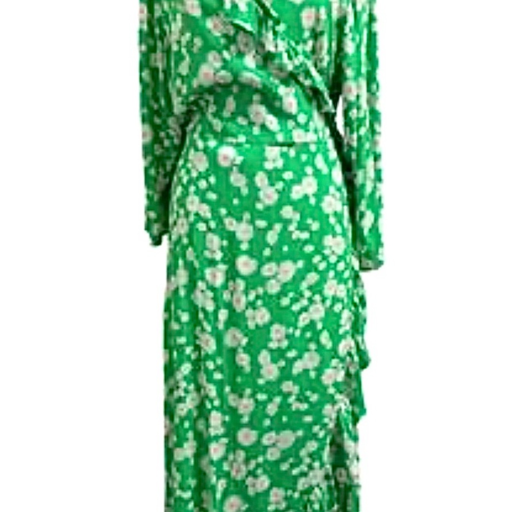 RIXO FOR TARGET DAISY 3/4 SLEEVE RUFFLE WRAP DRESS-S - Picture 2 of 8